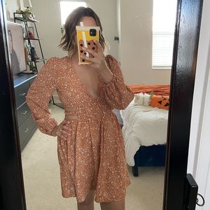 NWOT | orange paisley cutout dress